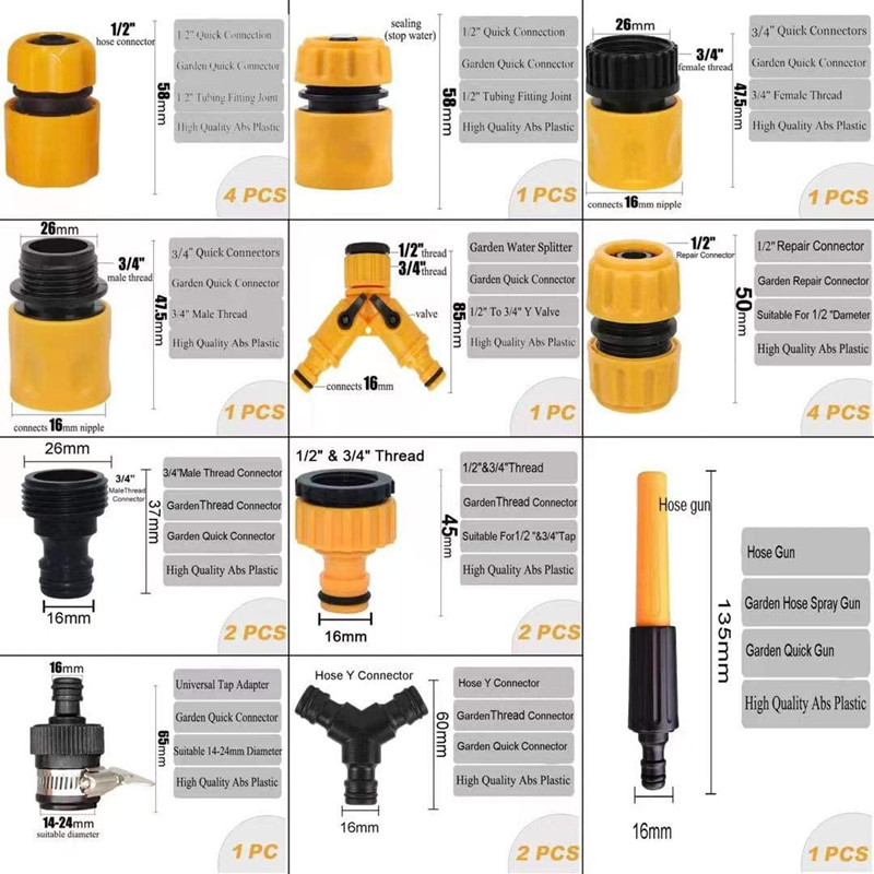 Conector de tubería de agua del jardín traje conector de manguera de jardín del hogar grifo de agua conexión rápida conector de lavado de coches recto