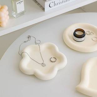 New Plaster Tray Ornaments White Matte Ins Asymmetrical Tray Photo Props Jewelry Plate Storage Display
