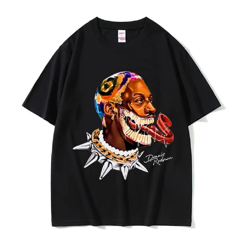 Dennis Rodman hip hop trend men's personality fashion oversized men's retro Top Street T-shirt