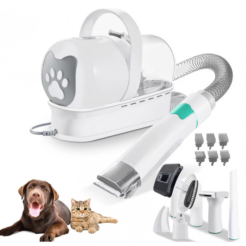 Nuevo 7 en 1 multifuncional animal doméstico peludo perro gato conjunto de aspiración de polvo transfronterizo máquina de afeitar recorte todo en uno