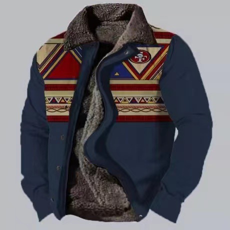 Cross-border en stock bolsillo de costura lateral engrosada casual cremallera suelta Lobo marrón Chaqueta de algodón de manga larga para hombres jóvenes