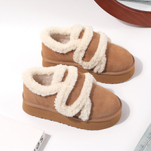 牛皮雪地靴女厚底2025冬季新款真皮加厚保暖短筒面包鞋女棉鞋5985