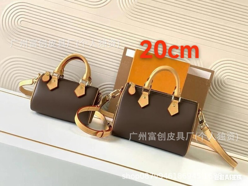 实物带LOGO全钢老花speedy20斜跨单肩女包波士顿nano迷你枕头包女|undefined
