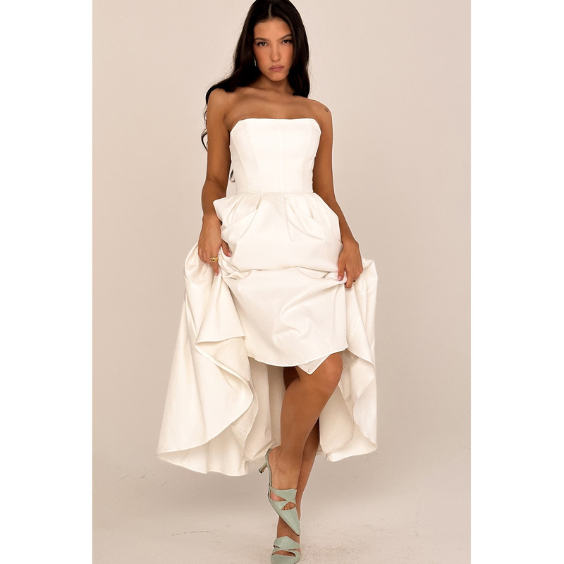 Sexy Women's Summer Wear High-end Fishbone Tube Top dress Pure Desire Hot Girl Slim-fit Backless Midi Dress