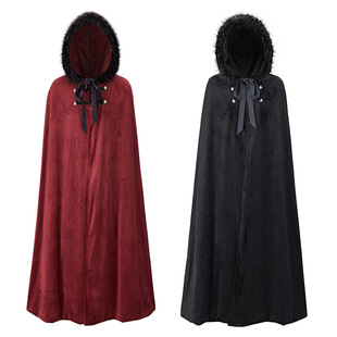 Halloween children adult gold velvet suede cloak King witch wizard cloak stage performance clothing