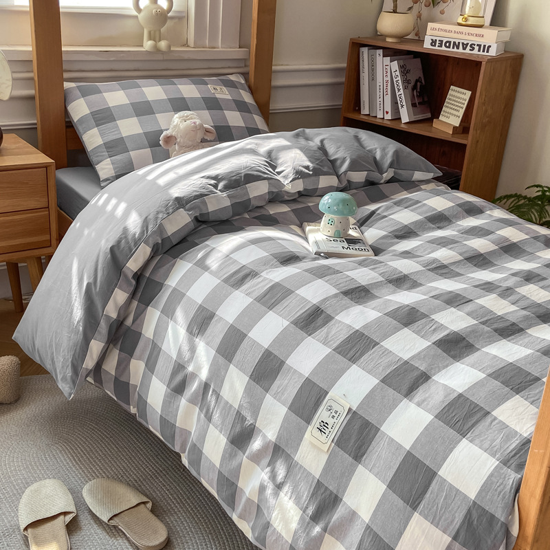 2025 nueva cama de dormitorio de algodón de tres piezas, cama de dormitorio de algodón para estudiantes, funda de edredón individual, funda de cama, funda de edredón