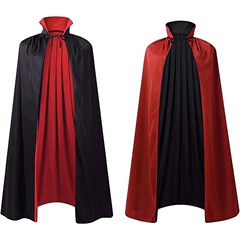 ハロウィンのマントの子供の成人は服の道具の2層の赤と黒の顔の立襟の死神のマントの海賊のマントを装います。