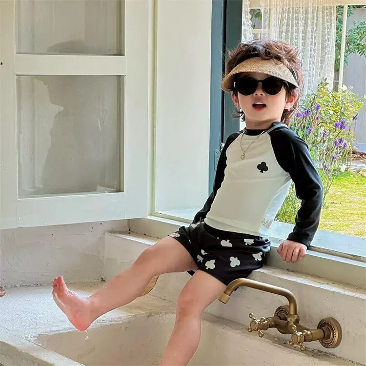 儿童分体泳衣男童宝宝游泳衣中小童海边沙滩洋气防晒速干泳装套装