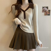 大码女装正肩胖遮肚修身显瘦百搭内搭拼色领薄款打底衫女撞色其它