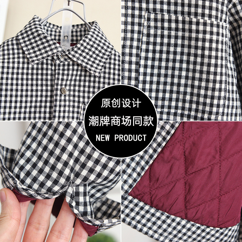 7008 chaqueta de camisa de algodón de clip para niño 2025 nueva camisa de abrigo grueso de invierno para niños