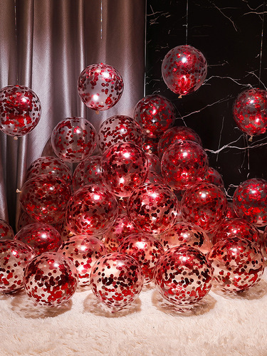 Wedding transparent gold sequin balloons wedding wedding room bedroom room decoration internet celebrity birthday scene layout