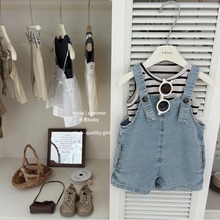 背带裤套装夏季薄款女童百搭五分裤条纹背心中童休闲套装500318