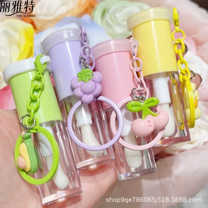 现货唇彩管硅胶带挂件唇釉唇蜜唇泥唇油润唇液体腮红便携彩妆空管