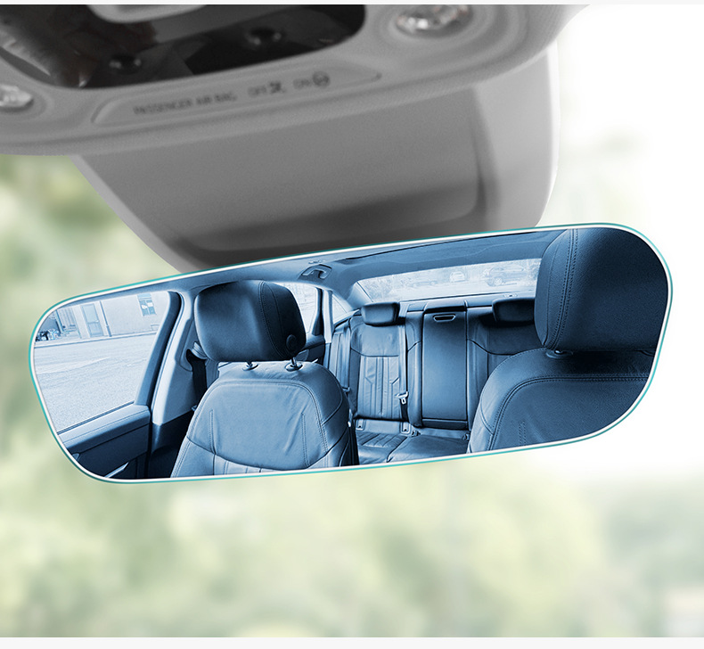 Car Interior Rearview Mirror with Wide Field of View, Anti-Glare, Auxiliary Mirror for Reversing, Strap-On Type, Modified Wide-Angle Curved Mirror