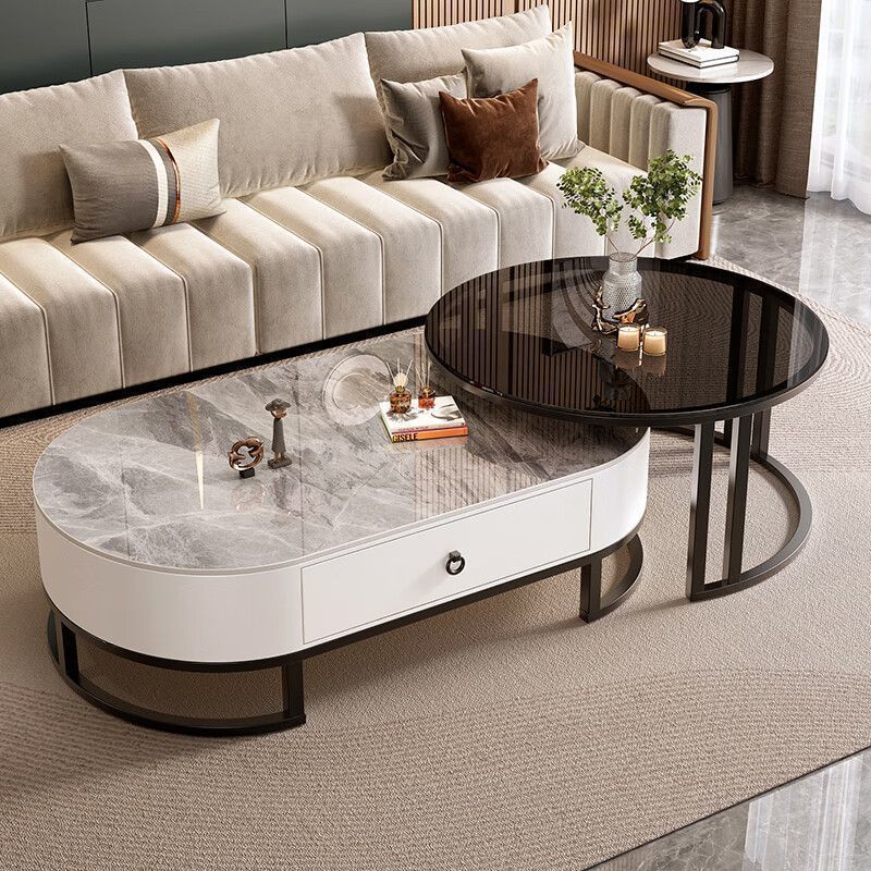 블랙 프레임 화이트 캐비닛 (블랙 유리 + 유광 모던 그레이)