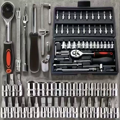 46-piece combination tool set for car Mühərrik tənzimləmə alətləri - 45-piece-auto-repair-tool-set-box