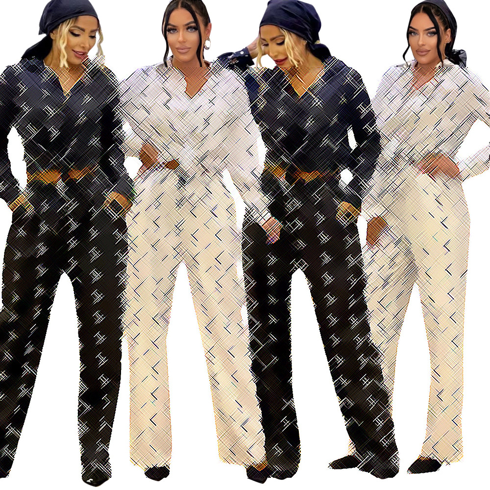 DD0114 European and American women's cross-border casual elegant loose long-sleeved shirt and wide-leg trousers set, high-end two-piece set