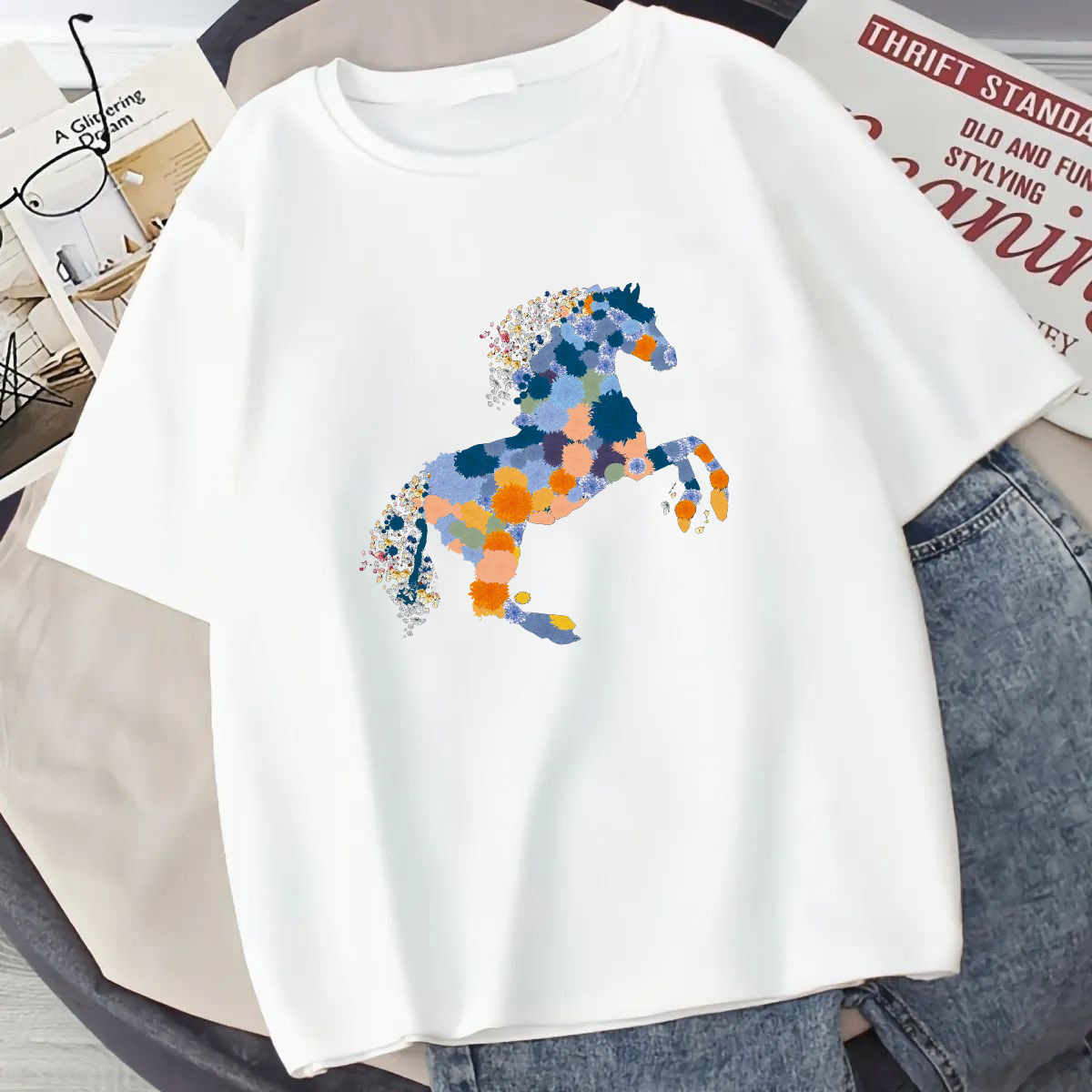 Camiseta de manga corta estilo Hong Kong para mujer, camiseta de manga corta estilo japonés 2026 para hombre y mujer, camiseta blanca versátil y moderna.
