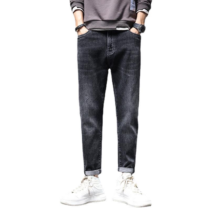 Pantalones de hombre de otoño 2021 Nuevos pantalones vaqueros elásticos rectos sueltos de hombre Pantalones casuales micro cónicos de primavera y otoño