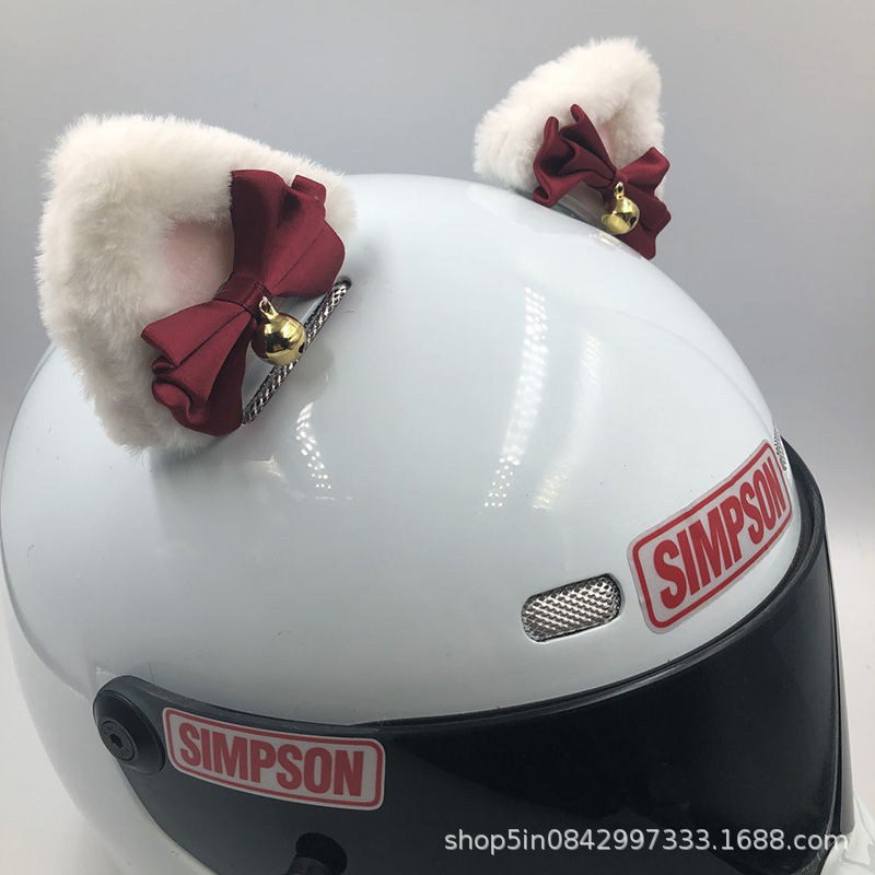 Personalized Helmet Decoration with Cat Ears, 3D Bear Ears, Motorcycle and Electric Vehicle Rider Ski Helmet Modification with Bow