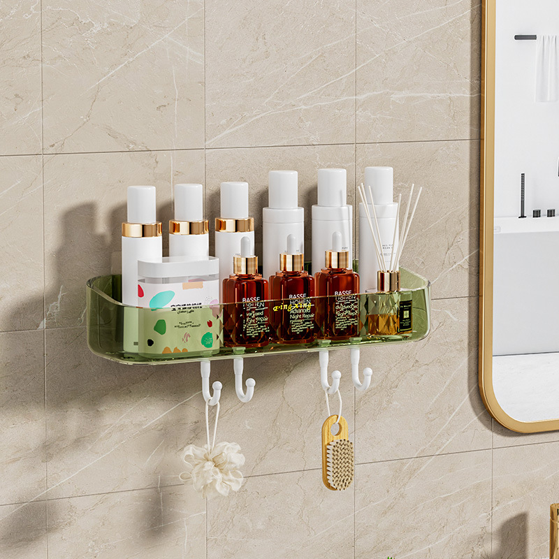 [Estante transparente grueso] trípode de baño almacenamiento sin perforaciones estante montado en la pared estante rectangular montado en la pared