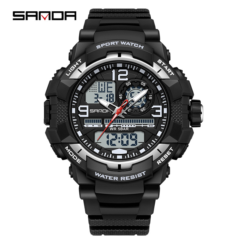 Sanda SANDA nuevo reloj electrónico para jóvenes montañismo moda luminoso reloj despertador impermeable 6130