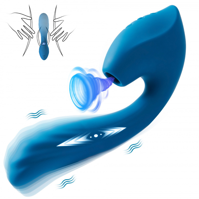 Sucking telescopic vibrator dark blue