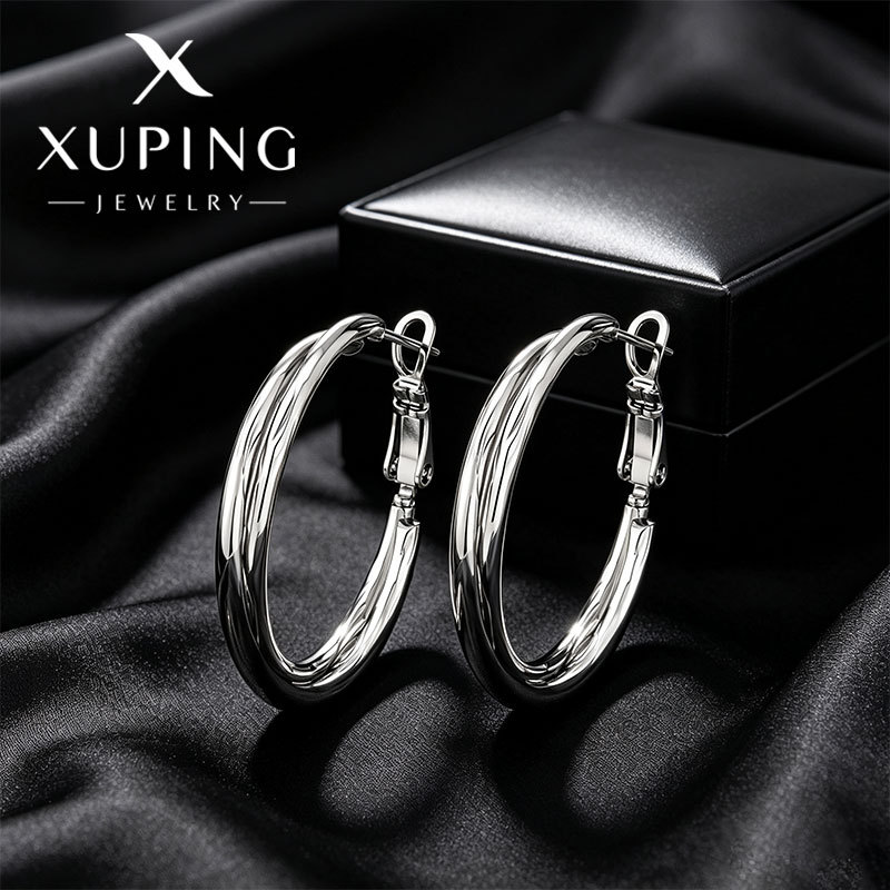 Xuping joyería estilo de moda europea y americana aretes exagerados doble fila brillante aretes de aretes de arroz de arroz pendientes de arroz transfronterizos aretes al por mayor
