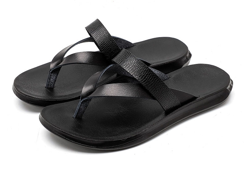 Dép xỏ ngón nam cỡ lớn quai ngang, đế PU chống trượt, đi biển và dạo phố — màu đen, Đỏ nâu chi tiết 15