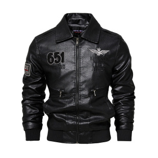 Cross-Border Popular Amazon Winter Velvet Lapel Pu Leather Jacket Men's European and American Fashion Large Size Men's Jacket