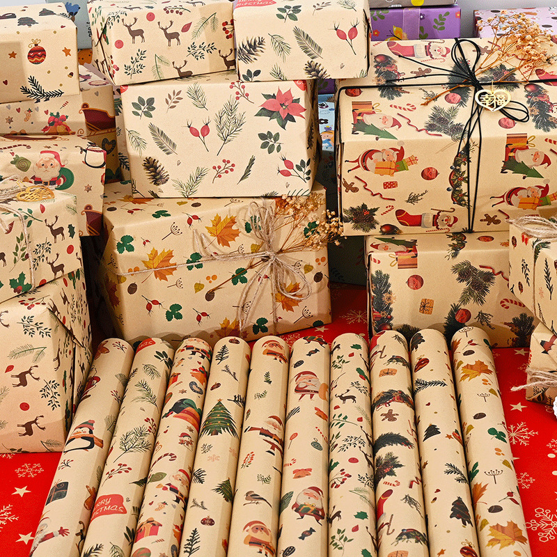2025 New Cross-Border Christmas Wrapping Paper Gift Packaging Christmas Party Gifts Large Yellow Kraft Paper Wholesale 2025 New Cross-Border Christmas Wrapping Paper Gift Packaging Christmas Party Gifts Large Yellow Kraft Paper Wholesale