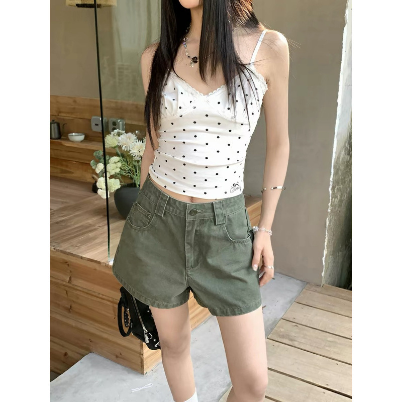 Army Green Simple Denim Shorts for Women 2026 Summer New High-Waisted Loose Slimming Versatile Straight Wide-Leg Pants Army Green Simple Denim Shorts for Women 2026 Summer New High-Waisted Loose Slimming Versatile Straight Wide-Leg Pants