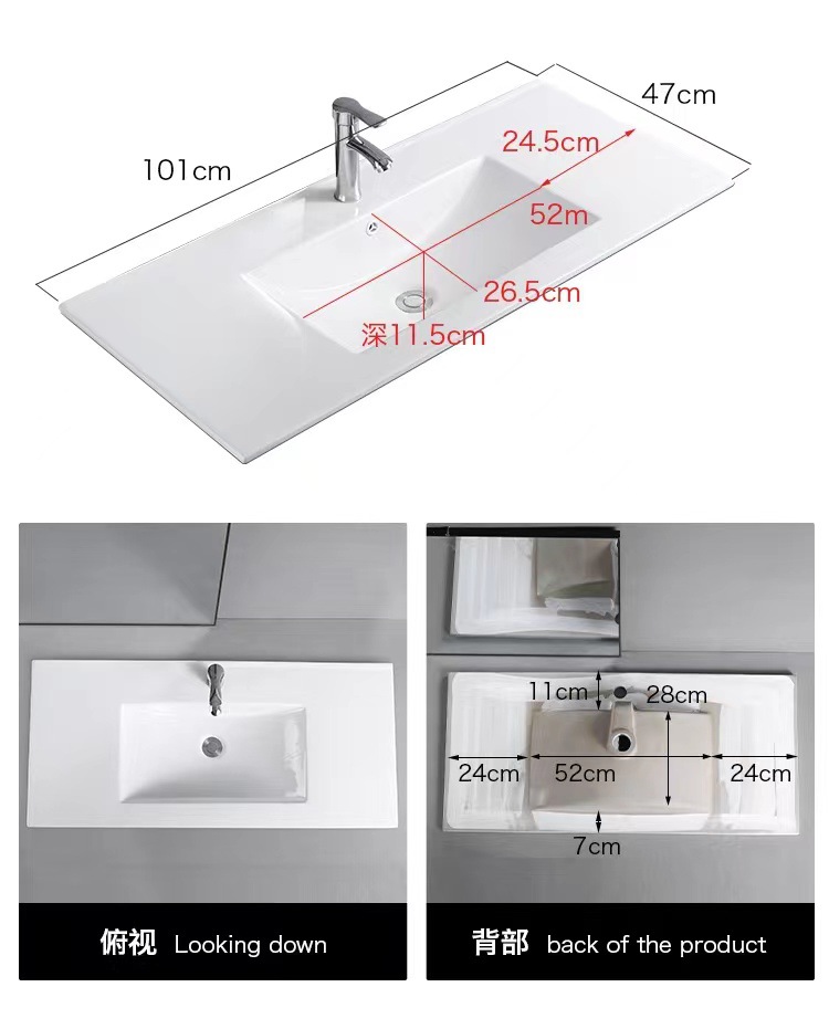 De cerámica integrado lavabo lateral Delgado gabinete Cuenca semi-embebido Cuenca Media baño gabinete de baño lavabo