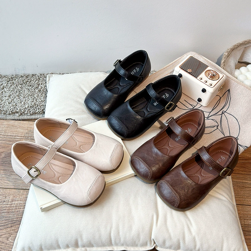 Ретро французская коричневая весенняя детская обувь детская обувь детская кожаная обувь для девочек обувь принцессы светлая мягкая подошва детская обувь осень