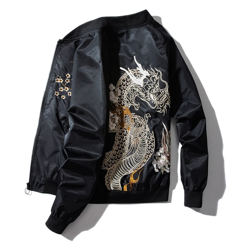 Nueva primavera y otoño hip hop hombres bordado chaqueta exterior desgaste regular manga larga Juventud Popular soporte collar chaqueta