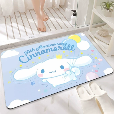 Cartoon Absorbent Bathroom Floor Mat, Avtomobil döşəmə paspasları - balloon-flying-small-white-4060cm