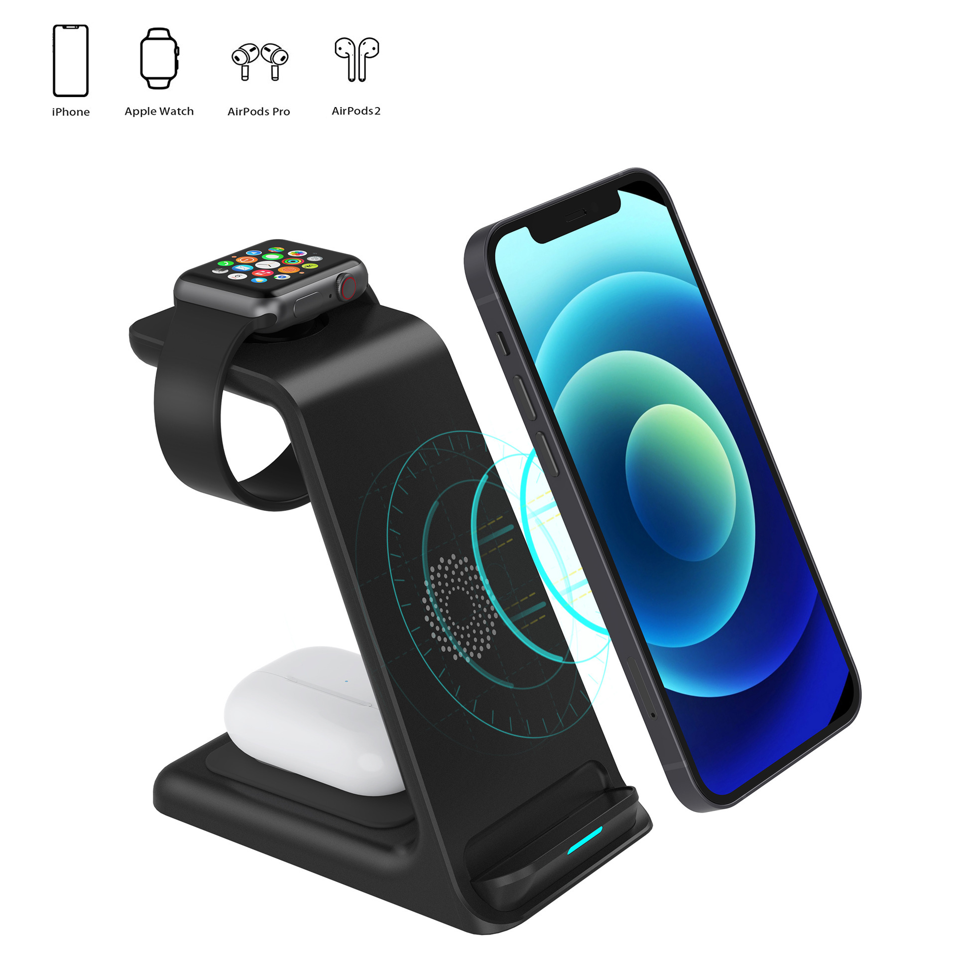 Suitable For Apple 15W Watch Headset Mobile Phone Wireless Charging Multi-function Three-in-one Wireless Charger