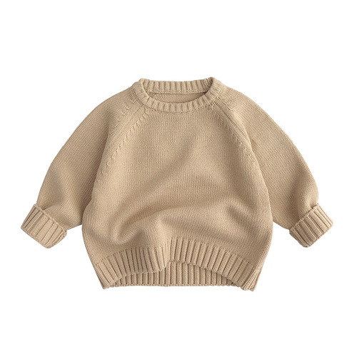 Close your eyes and enter ~ Spring and Autumn Children's Sweater Korean Style Men's and Women's Knitted Retro Pullover Raglan Jacket Loose Cotton