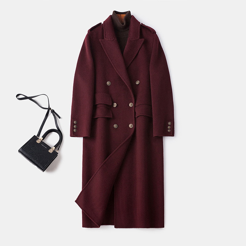 2025 New Classy Hand-Sewn Wool Thickeneded Double-Sided Cashmere Outwear Women's Long Fashion Suit Wool Outwear Trendy