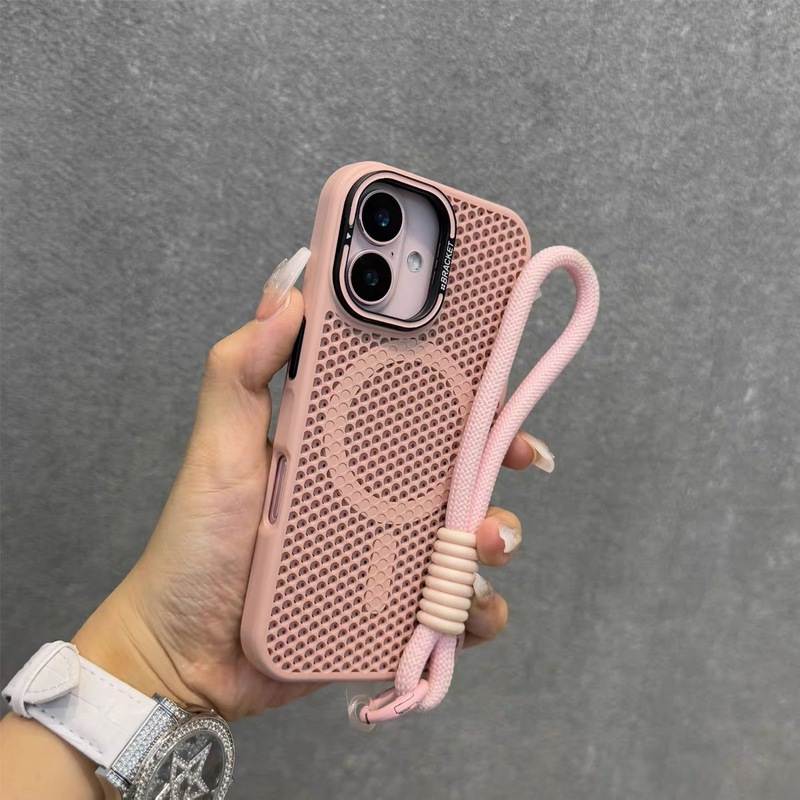 Apple 16 携帯電話ケースに適したレンズホルダー夏ハニカム中空放熱 iPhone15promax 磁気吸引新|undefined