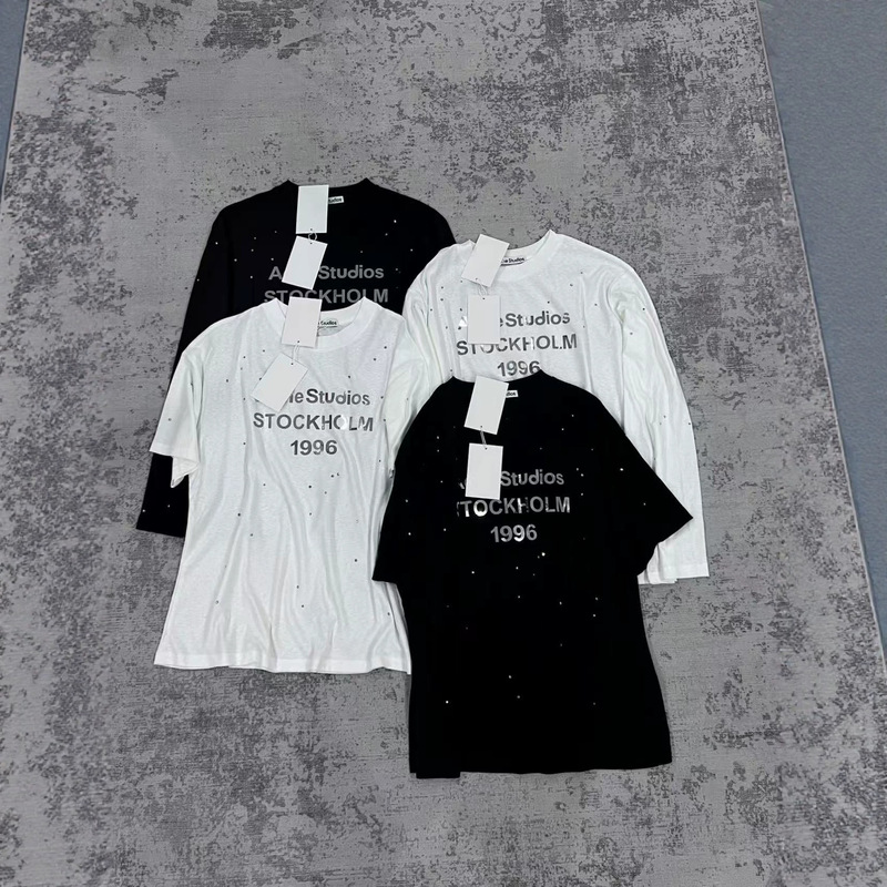 Letter-Printed Ac 1996 Silver Laser Letter Rhinestone Loose Short-Sleeve Versatile Oversized Lightweight Sun Protection Cover-Up Letter-Printed Ac 1996 Silver Laser Letter Rhinestone Loose Short-Sleeve Versatile Oversized Lightweight Sun Protection Cover-Up