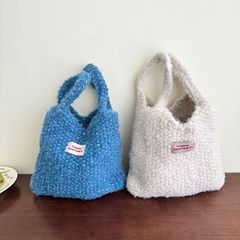 韓国insニットハンドバッグ大容量秋冬レトロ百合通勤手首袋毛糸編み小カバン