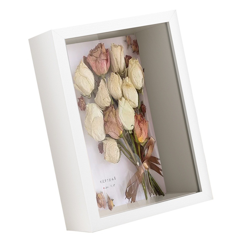 Marco de fotos hueco tridimensional, marco vacío, venta al por mayor en stock, marco de madera para especímenes de flores secas y mariposas para montar en la pared, marco de fotos de mesa hecho a mano.