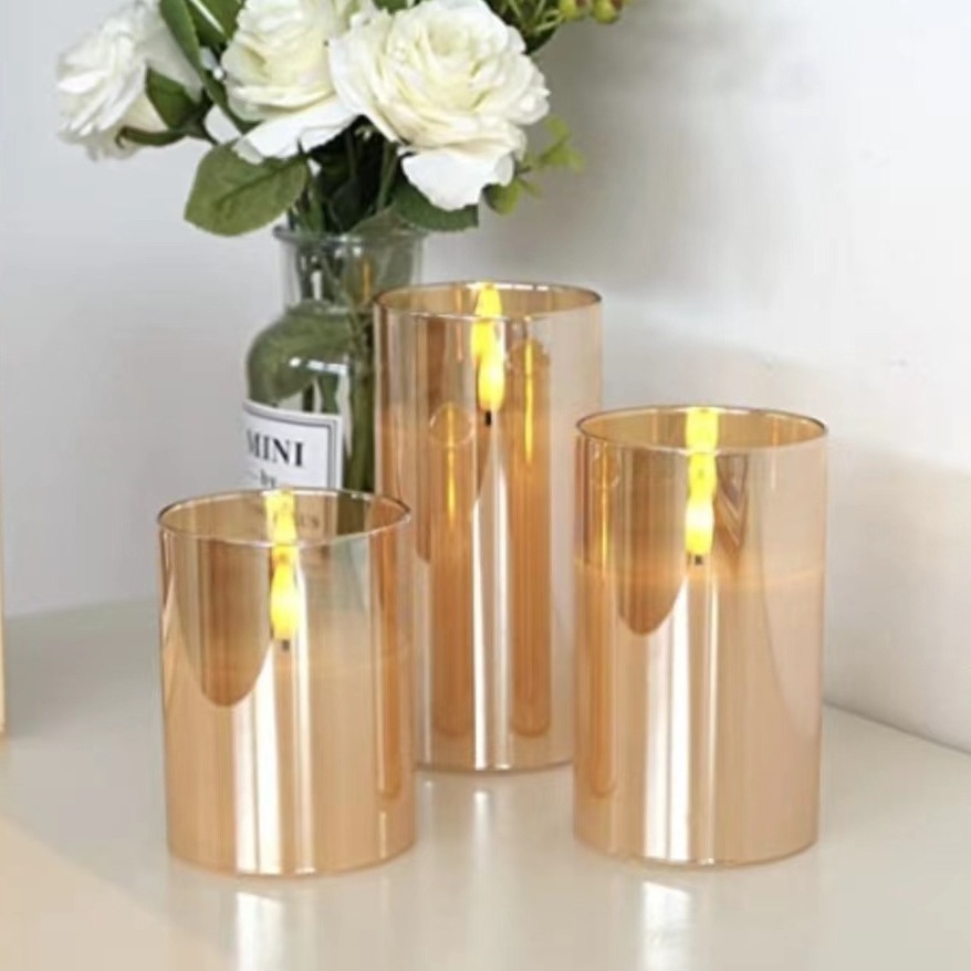 Suministro directo de fábrica en stock bala de vidrio electrochapado LED lámpara de vela electrónica al por mayor simulación vela Lámpara decorativa