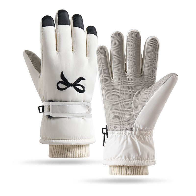 Guantes de esquí de invierno con terciopelo grueso para mujeres al aire libre a prueba de viento a prueba de salpicaduras a prueba de deslizamiento con pantalla táctil guantes cálidos