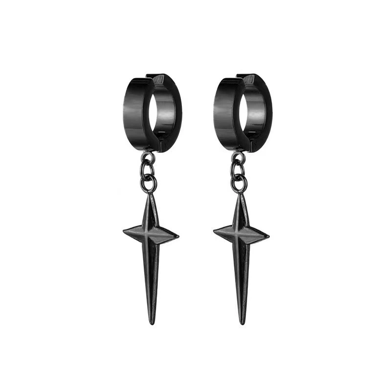 Серьги-кольца из нержавеющей стали, корейский стиль, подвесной крест, варианты зажима и застежки, диаметр ~3,16 см
