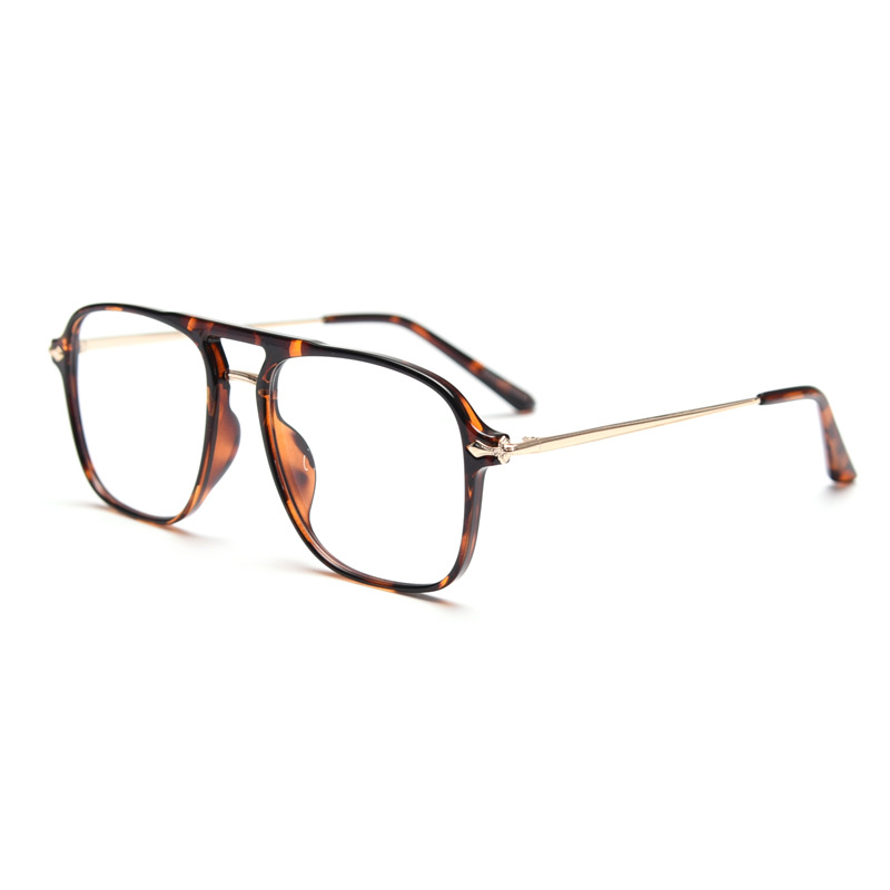 Unisex TR2134 Korean Style Double Bridge Aviator Glasses Frame Plain Prescription Frame Trendy Celebrity Street Style For Myopia_voghion.com