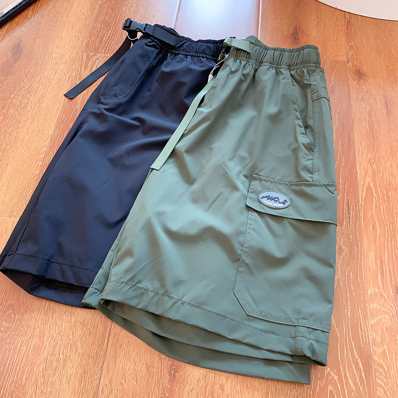 Let's Go Outdoors. Black Technology Cool Chip Quick-Drying Breathable Men's and Women's Couple's Five-Point Workwear Belt Shorts