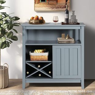 Mdf Barn Door Sideboard Wine Cabinet Table with Wine Glass Holder