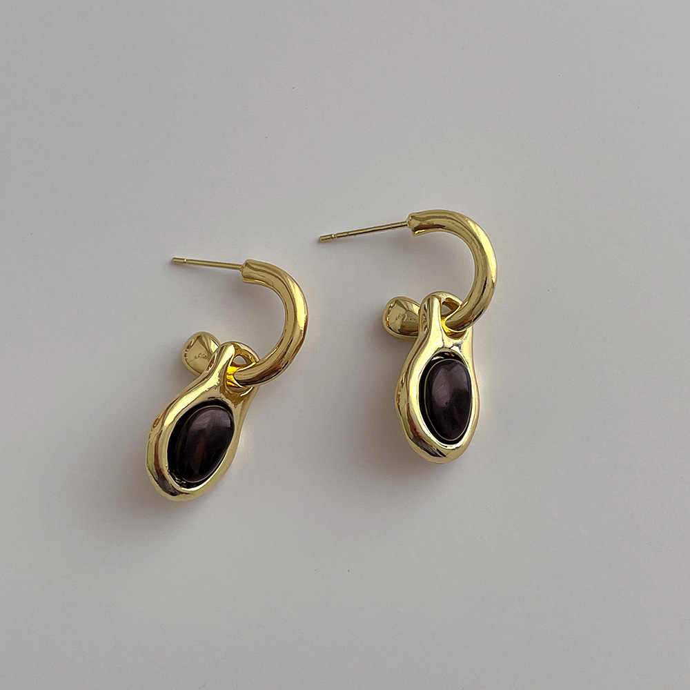 Fashion Oval Copper Plating Inlay Acrylic Drop Earrings 1 Pair